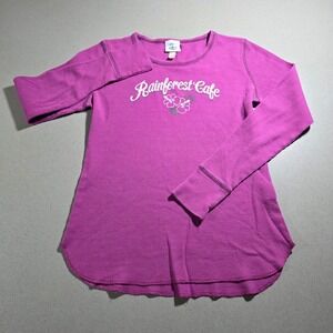 Rainforest Cafe Magenta Pink Waffle Knit Thermal Long Sleeve Shirt Womens Small